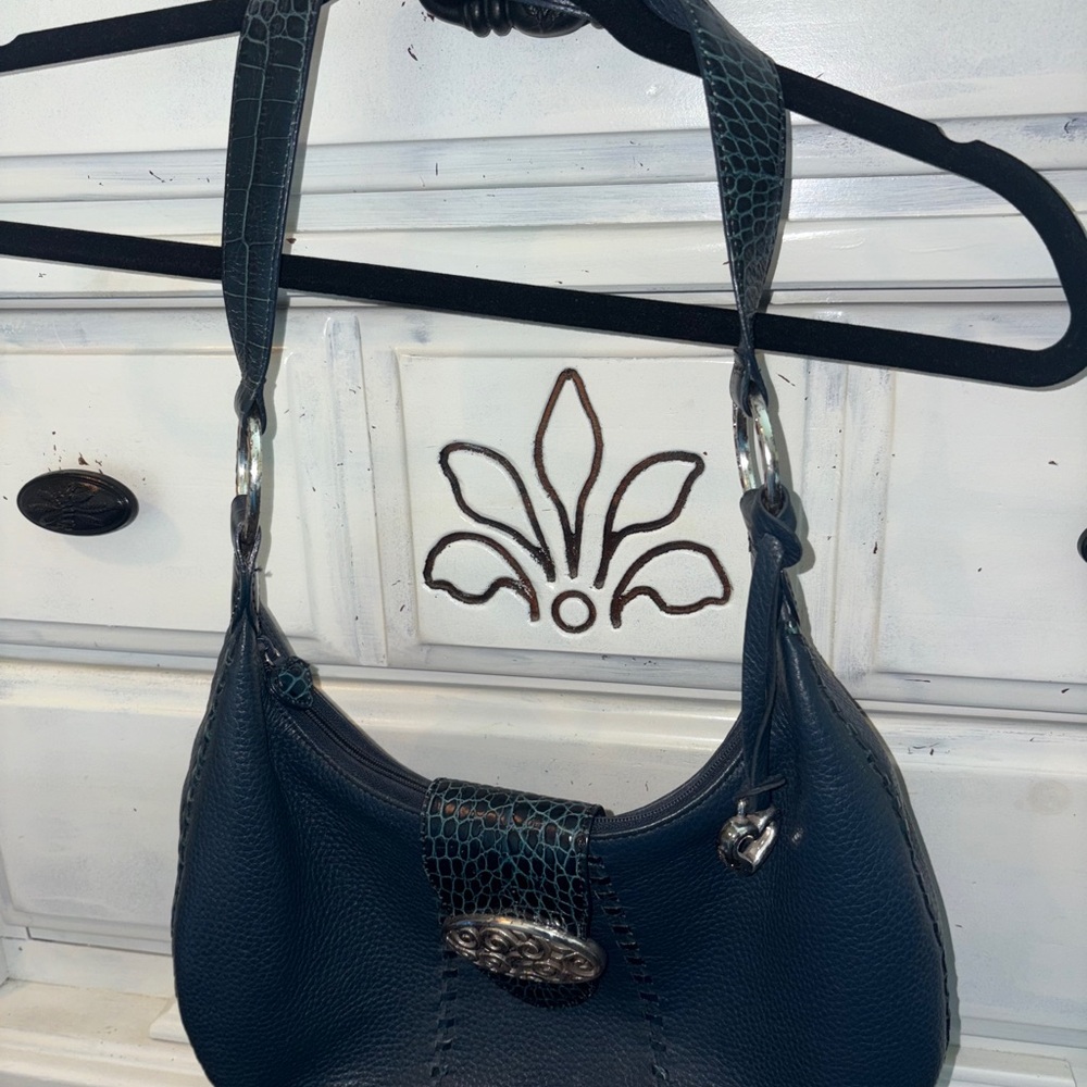 Brighton Dark Blue Leather Shoulder Bag